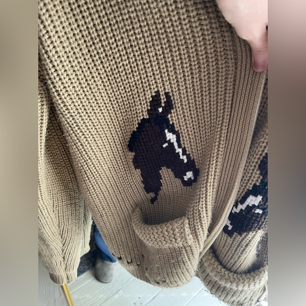 Miller Vintage Horse Cardigan Cowichan Sweater Knit Cowgirl Cowboy Western 70s - Picture 6 of 14